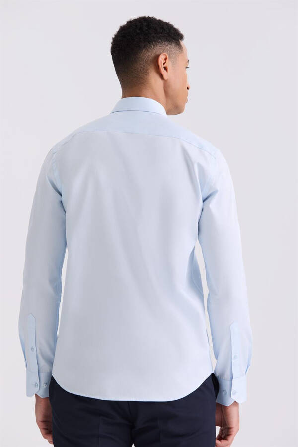 Blue Slim Fit Basic Buttoned 100% Cotton Shirt - 8