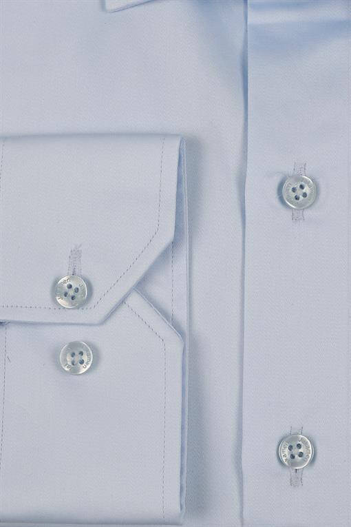 Blue Slim Fit Basic Buttoned 100% Cotton Shirt - 14