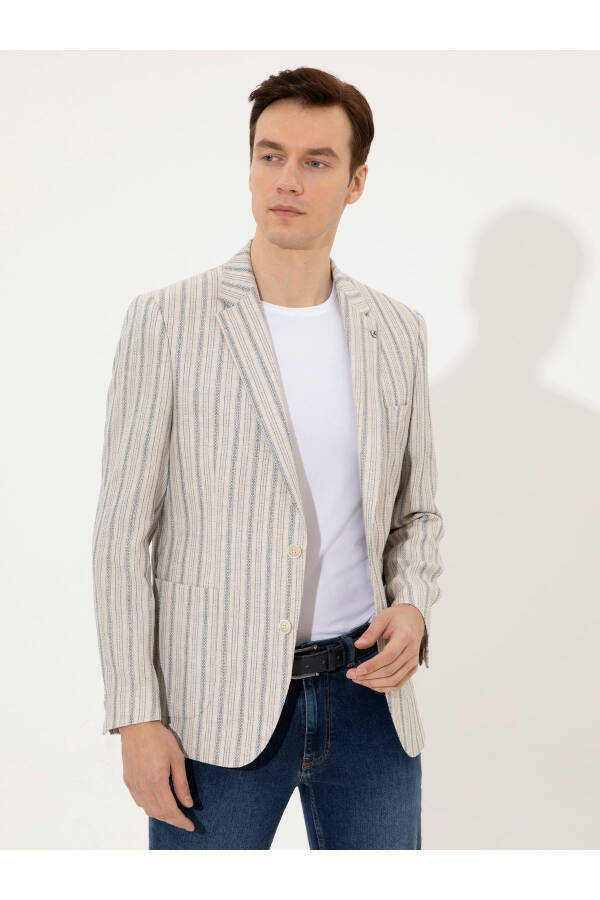 Blue Slim Fit Jacket - 1