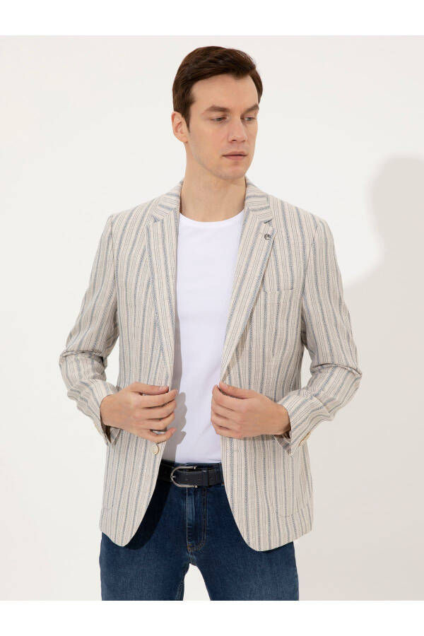 Blue Slim Fit Jacket - 3