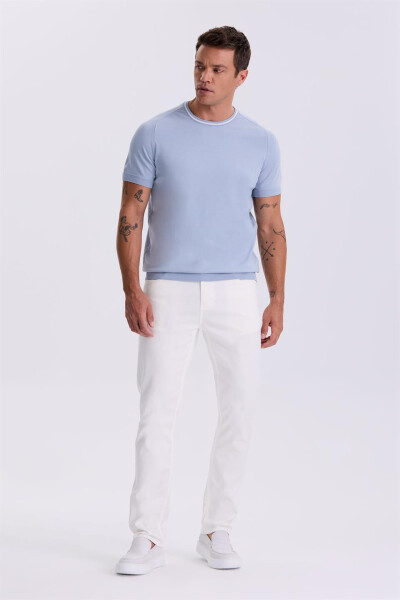 Blue Slim Fit Knit Polo T-Shirt - 1