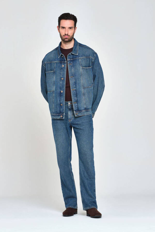 Blue slim fit men's jean jacket - 2