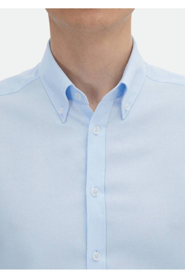 Blue Solid Regular Fit Woven Classic Cotton Blend Shirt - 5