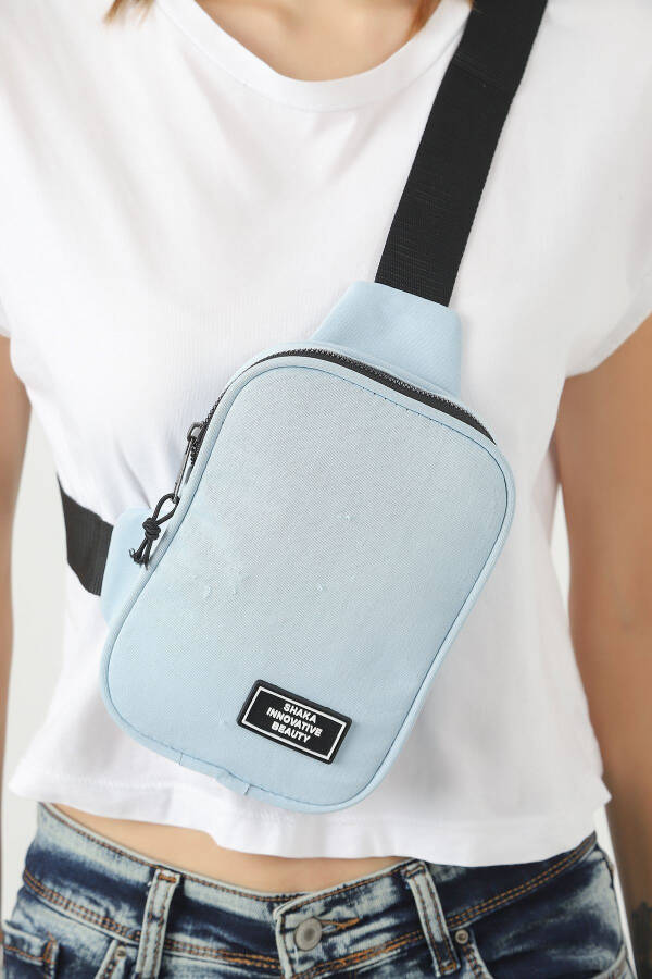 Blue U19 Single Zipper Compartment Adjustable Strap Unisex Crossbody Waist And Shoulder Bag U:21 W:15 D:4 - 58