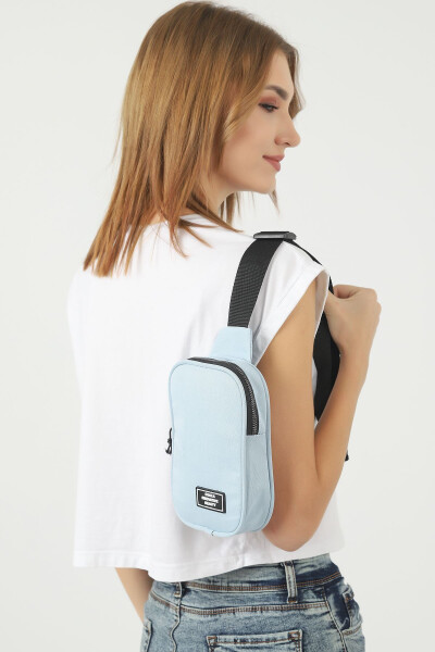 Blue U19 Single Zipper Compartment Adjustable Strap Unisex Crossbody Waist And Shoulder Bag U:21 W:15 D:4 - 60