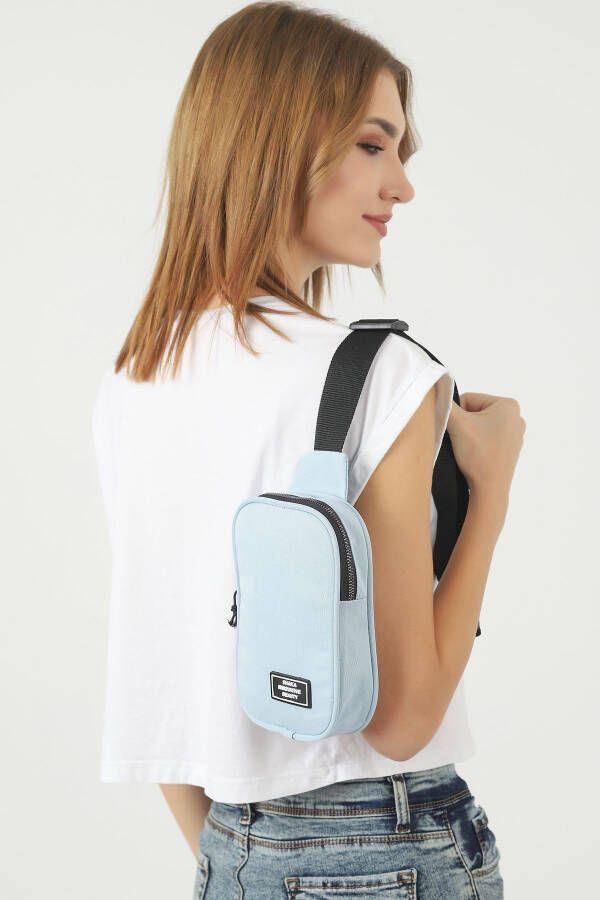 Blue U19 Single Zipper Compartment Adjustable Strap Unisex Crossbody Waist And Shoulder Bag U:21 W:15 D:4 - 64