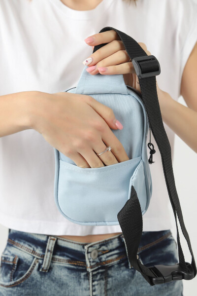 Blue U19 Single Zipper Compartment Adjustable Strap Unisex Crossbody Waist And Shoulder Bag U:21 W:15 D:4 - 46