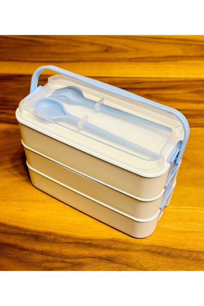 Blue White 3 Tiered Compartment Student Lunch School Storage Container Work Lunch Box Picnic Container Breakfast - 5