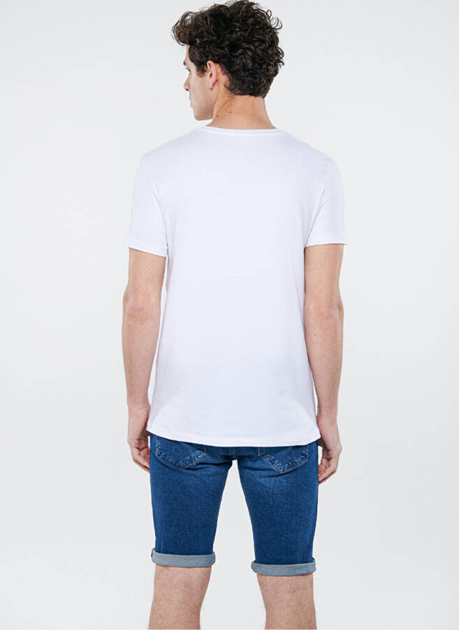 Blue White Stretch T-Shirt - 4