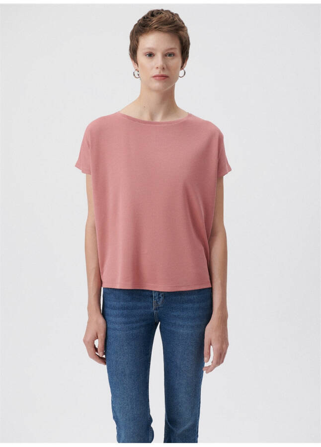 Blue Wide Neck Pink Women's T-Shirt M167245-71072-SHORT SLEEVE T-SHIRT - 15