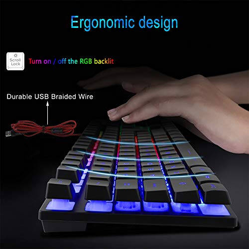 BlueFinger RGB Gaming Keyboard and Backlit Mouse Combo, USB Wired, LED Gaming Set for Laptop PC Computer Game and Work - 4