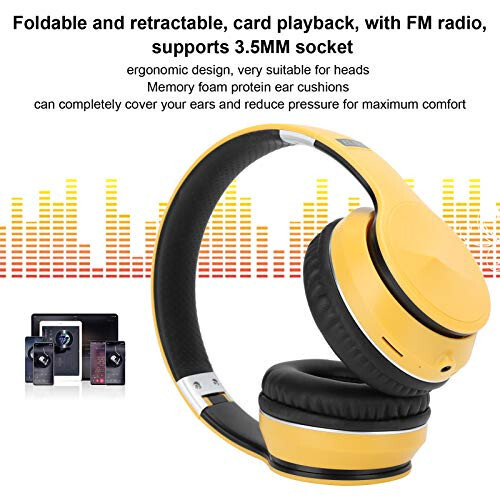 Bluetooth Headset, Head‑Mounted Bluetooth Headphones Support FM Radio Foldable Ret retractable Noise-Cancelling Stereo Sport Earphone for Smartphone, Tablet, PC - 3