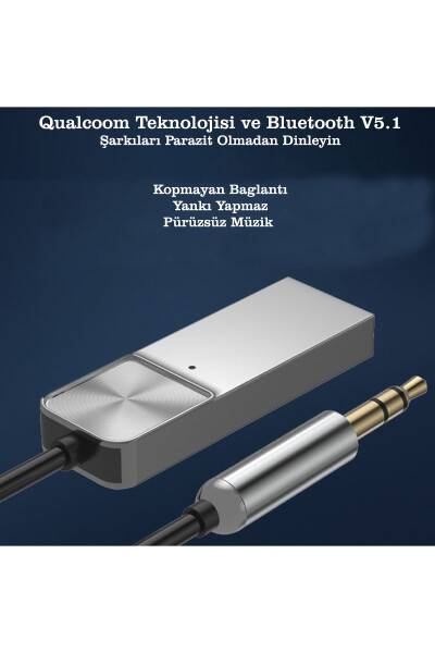 Bluetooth Kablosuz Bt5.1 Usb To 3,5mm Araç Kiti Bluetooth Araç Içi Fm Transmitter Hifi Ses Destekli - 3