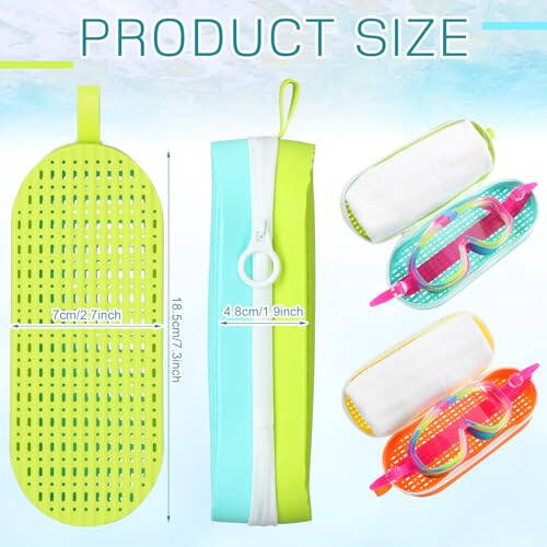 Blueweenly 2 Pcs Swim Goggle Case for Swimming Goggles Silicone Protective Cases with Drain Hole Zipper Sunglasses Case with Clip for Goggles Sports Women Men Kids Swimmer Gifts - 2