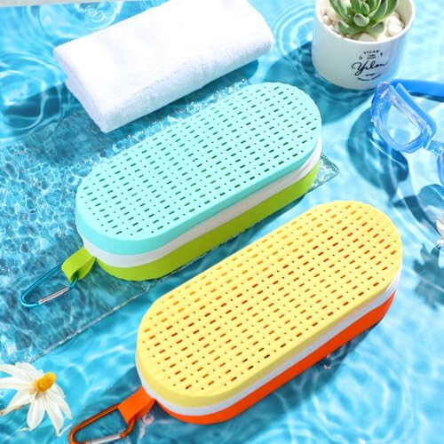 Blueweenly 2 Pcs Swim Goggle Case for Swimming Goggles Silicone Protective Cases with Drain Hole Zipper Sunglasses Case with Clip for Goggles Sports Women Men Kids Swimmer Gifts - 7