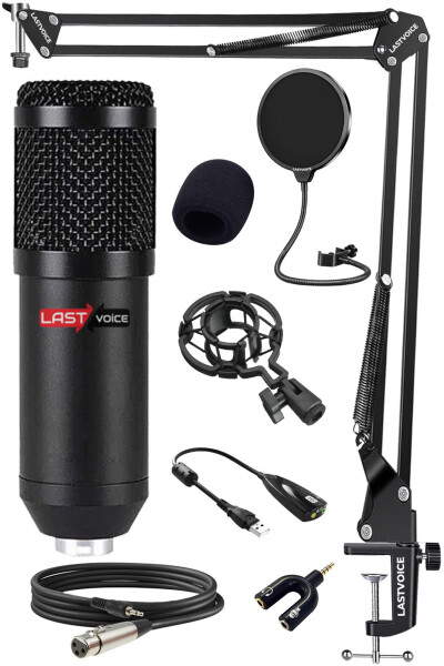 Bm800bt Black Condenser Microphone Stand Filter Sound Card (WORKS ON PC AND PHONE) - 1