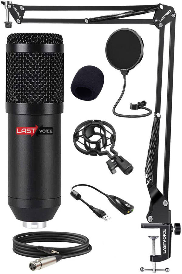 Bm800bt Black Condenser Microphone Stand Filter Sound Card (WORKS ON PC AND PHONE) - 1