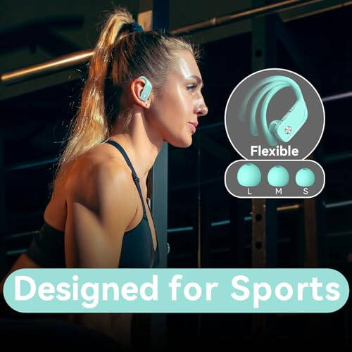 bmani Simsiz Quloqchinlar Bluetooth Quloqchinlar 48 soat o'ynash Sport Quloqchinlar LED displeyli Quloq usti Quloqchinlar Quloq ilmoqlari bilan O'rnatilgan mikrofonli гарнитура Mashq qilish uchun Yalpiz yashil - 8