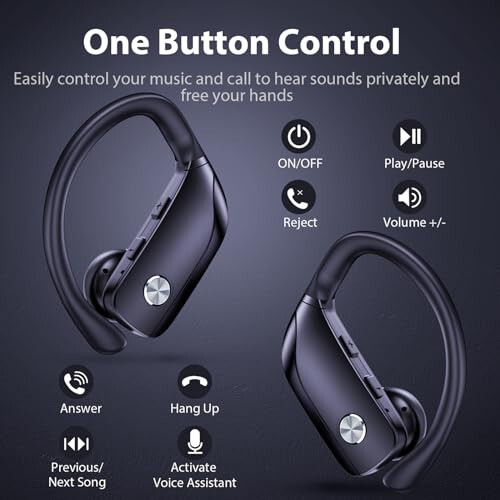 bmanl Wireless Earbuds Bluetooth Headphones 48hrs Play Back Sport Earphones with LED Display Over-Ear Buds with Earhooks Built-in Mic Headset for Workout Black - 4