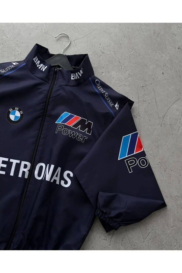 Bmw ///m Retro Unisex Paraşüt Kumaş Oversize Dijital Baskılı Siyah Rüzgarlık Yağmurluk - 4