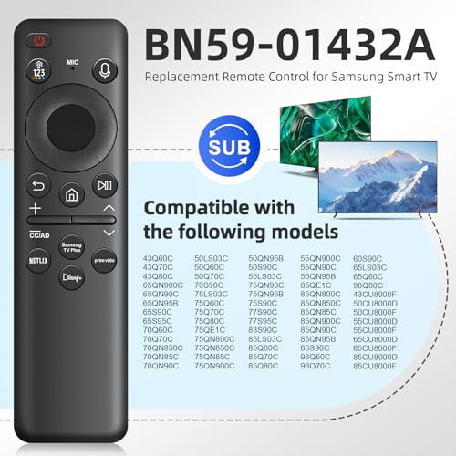 BN59-01432A Solar Voice Bluetooth Remote Replacement for Samsung Smart TV Remote Compatible with Samsung Neo QLED Smart 8K HDR Ultra HD TVs New 2023 Model - 4