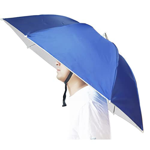 Bocampty Umbrella Hat, 37 inch Fishing Umbrella Hat Hands Free Foldable UV Protection Umbrella Cap Adjustable Headwear for Fishing Golf Camping Beach Gardening Sunshade Outdoor - 1