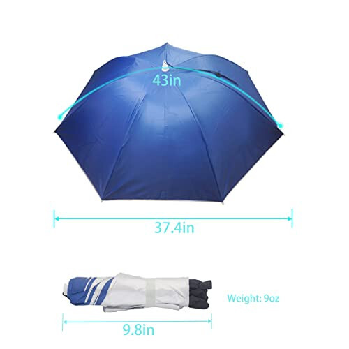 Bocampty Umbrella Hat, 37 inch Fishing Umbrella Hat Hands Free Foldable UV Protection Umbrella Cap Adjustable Headwear for Fishing Golf Camping Beach Gardening Sunshade Outdoor - 6