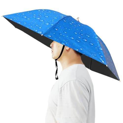 Bocampty Umbrella Hat, 37 inch Fishing Umbrella Hat Hands Free Foldable UV Protection Umbrella Cap Adjustable Headwear for Fishing Golf Camping Beach Gardening Sunshade Outdoor - 1