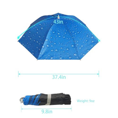 Bocampty Umbrella Hat, 37 inch Fishing Umbrella Hat Hands Free Foldable UV Protection Umbrella Cap Adjustable Headwear for Fishing Golf Camping Beach Gardening Sunshade Outdoor - 6