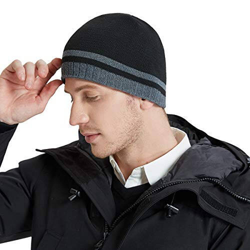 Bodvera Men Winter Beanie Hat Warm Knit Cuffed Plain Toboggan Ski Skull Cap (3 Patterns) - 6