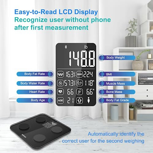 Body Fat Scale Most Accurate Digital Bathroom Scale BMI Smart Scale Fat Scale Kainkript Smart Weight Scales Bluetooth Scales Digital Weight and Body Fat Most Accurate Synchro with app, 400 LBS - 2