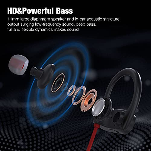 Boean Bluetooth Headphones Wireless Earbuds Bluetooth 5.3 Running Headphones IPX7 Waterproof Earphones with 16 Hrs Playtime Stereo Sound Isolation Headsets for Workout Gym - 4