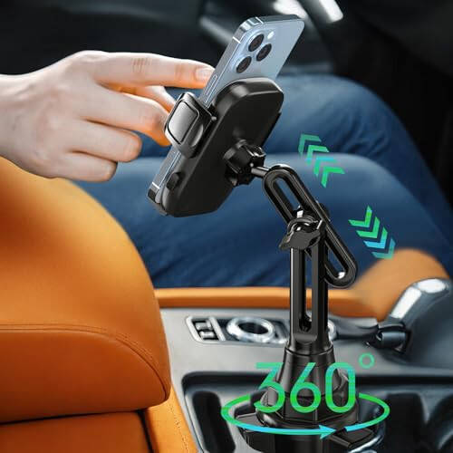 Bokilino Cup Phone Mount for Car, [Upgraded Version] Universal Cup Phone Cradle Holder with Long and Adjustable Neck, Friendly Compatible with Cell Phone iPhone, Samsung, Google and All Smartphones - 7