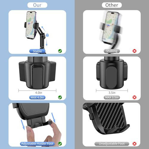 Bokilino Держатель для телефона в подстаканник для автомобиля, [Обновленная версия] Универсальный держатель для телефона в подстаканник с длинной и регулируемой шеей, совместимый с мобильными телефонами iPhone, Samsung, Google и всеми смартфонами - 2