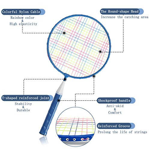 Bolalar uchun badminton raketkalari, 12 ta to'p bilan raketka sport to'plami, yengil ko'tarish sumkasi bilan bolalar, professional, yangi boshlovchi o'yinchilar uchun ichki va tashqi sport o'yini - 5