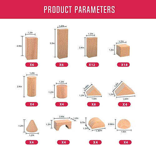 Bolalar uchun yog'och qurilish bloklari to'plami - stacker stacking o'yini qurilish o'yinchoqlar to'plami maktabgacha yoshdagi rangli o'rganish o'quv o'yinchoqlari - geometriya yog'och bloklari 3 yoshdan katta o'g'il va qiz bolalar uchun - 6