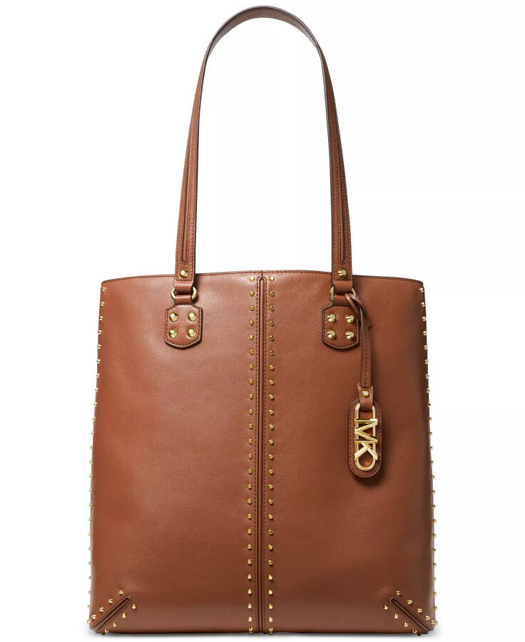 Большая кожаная сумка Astor North South Tote Pale Peanut - 4