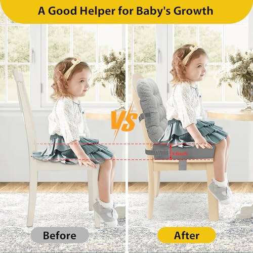 Booster Seat for Kitchen Chair - 2Pcs Toddler Booster Seat for Dining Table Adjustable Safety Belts & Non-Slip Bottom, PU Waterproof Easy Cleaning Booster Chair Cushion - 37