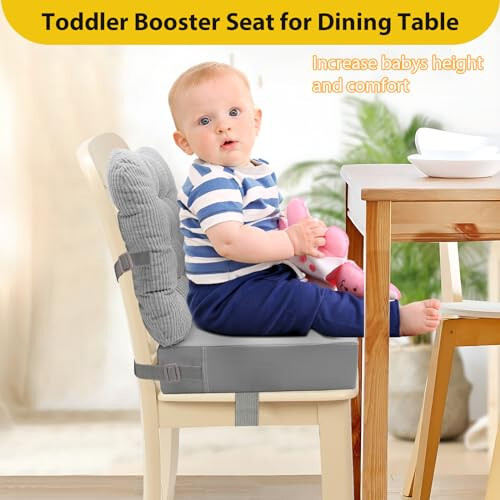 Booster Seat for Kitchen Chair - 2Pcs Toddler Booster Seat for Dining Table Adjustable Safety Belts & Non-Slip Bottom, PU Waterproof Easy Cleaning Booster Chair Cushion - 28