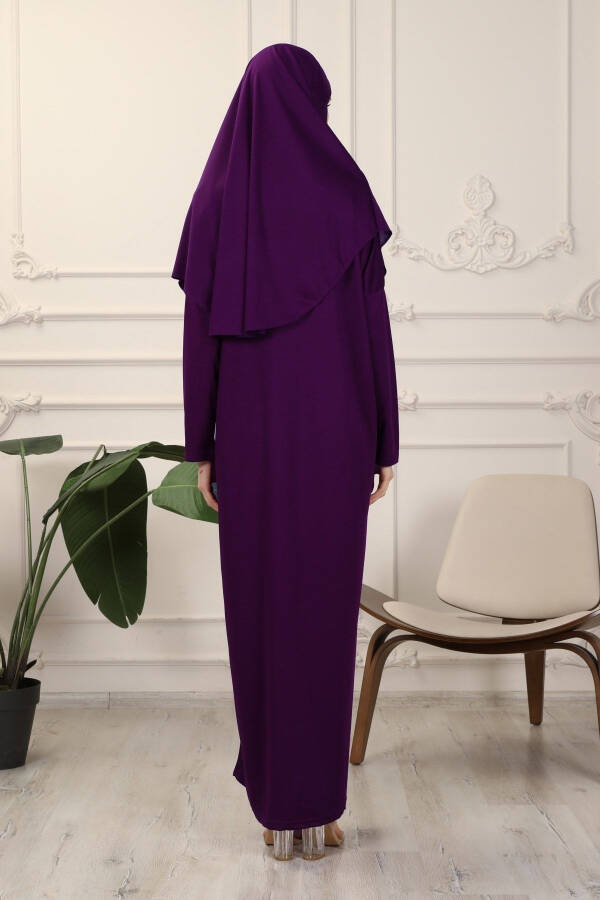 Bordeaux One-Piece Easy-to-Use Self-Veiling Prayer Dress - 8