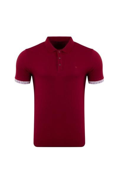 Bordo Regular Baskılı Polo Tişört - 4