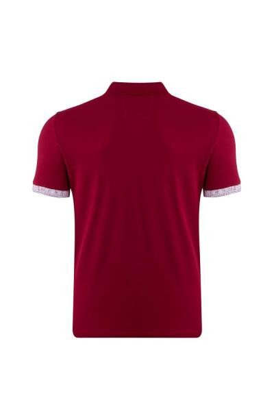 Bordo Regular Baskılı Polo Tişört - 6