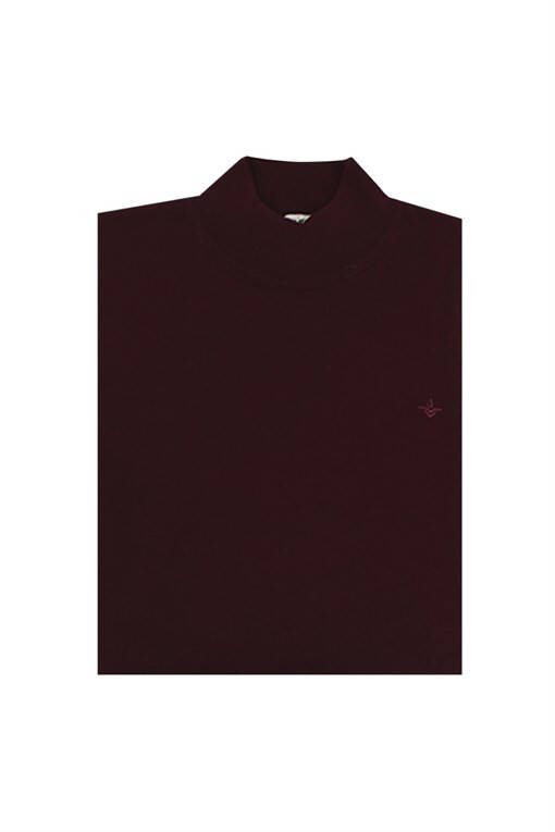 Bordo Slim Fit Yarım Balıkçı Erkek Triko - 4