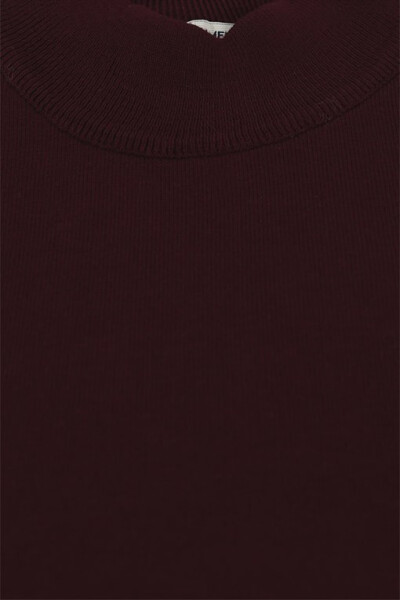 Bordo Slim Fit Yarım Balıkçı Erkek Triko - 5