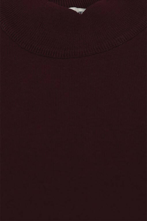 Bordo Slim Fit Yarım Balıkçı Erkek Triko - 5