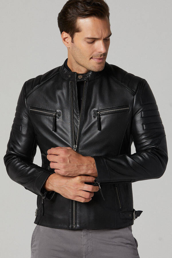 Bosh - X Men's Black Slim-fit Leather Jacket 20wgd6384cy - 1