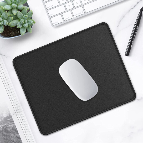 BOSOBO Mouse Pad, Premium-Textured Square Mousepad 7.8 x 9.8 inch, Stitched Edge Anti-Slip Waterproof Rubber Mouse Mat, Pretty Cute Mouse Pad for Office Gaming Laptop Women Kids, Jet Black - 6