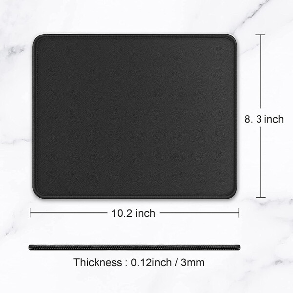 BOSOBO Mouse Pad, Premium-Textured Square Mousepad 7.8 x 9.8 inch, Stitched Edge Anti-Slip Waterproof Rubber Mouse Mat, Pretty Cute Mouse Pad for Office Gaming Laptop Women Kids, Jet Black - 7