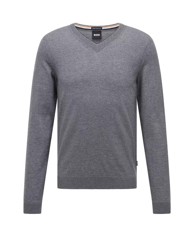 Boss Men's V-Neck Slim-Fit Sweater Medium Gray - 3