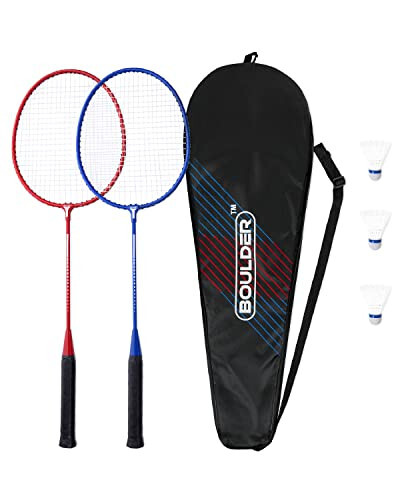 Boulder Sports Badminton Rackets - Lightweight Badminton Racket Set with 3 Shuttlecocks and Racquet Case - Badminton Set for Backyard or Outdoor Games - 1